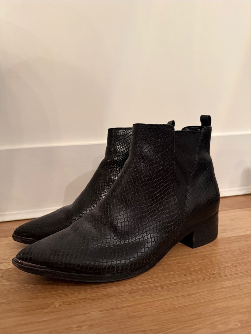 Marc Fisher Black Textured Chelsea Booties